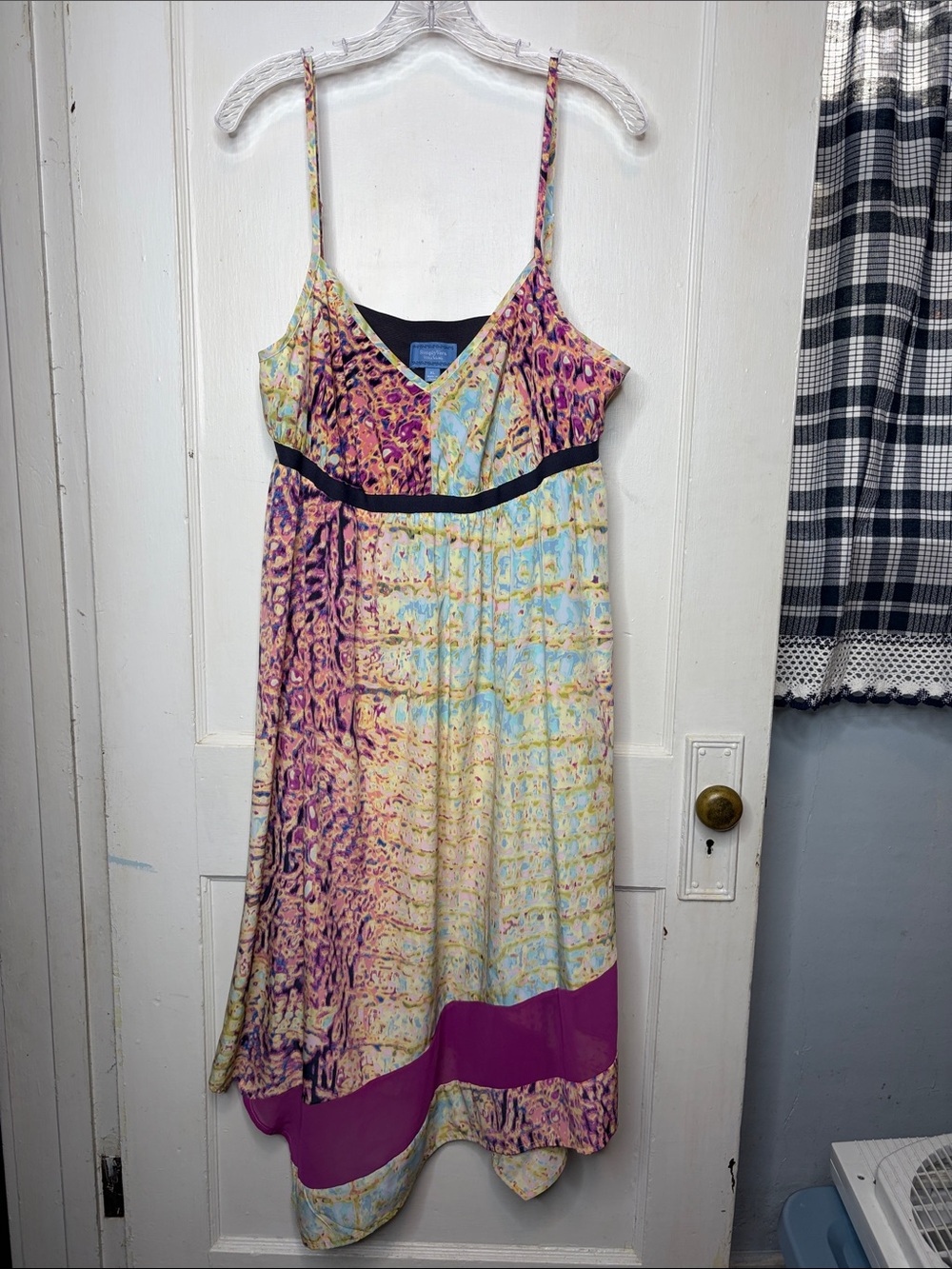 Simply Vera Vera Wang Multicolor Abstract Artsy Asymmetric Midi Dress Sz XL